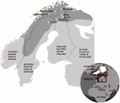 薩米原住民族分佈在挪威、瑞典、芬蘭以及俄國